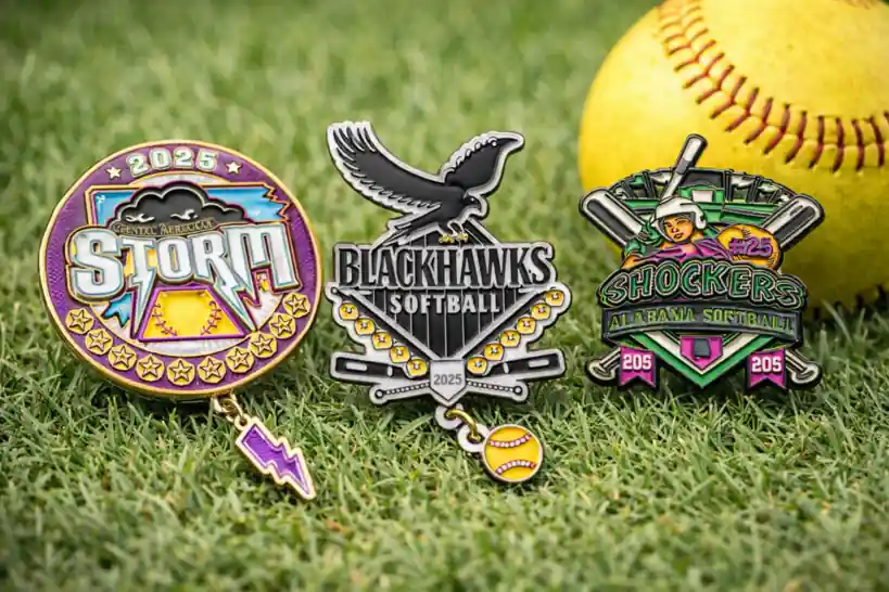 custom softball trading pins for teams and events