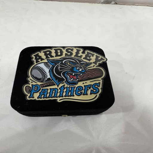 team showing custom trading pins at tournament event